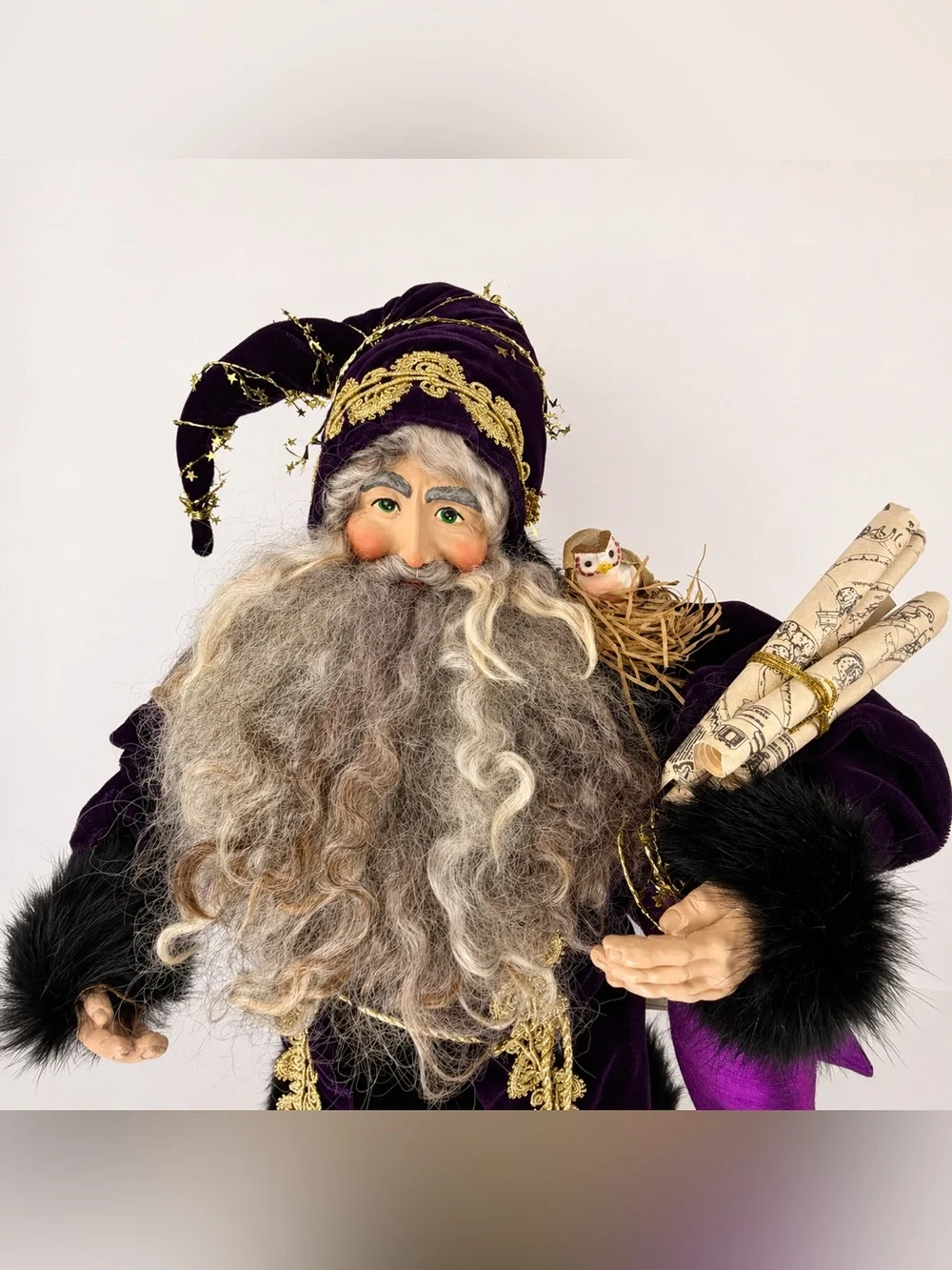 Signed Lynn Haney Dream Maker Santa 22” Purple Gold